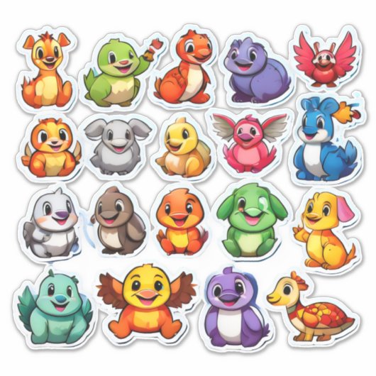 Spannende set van cartoon dierlijke stickers (Voorkant)