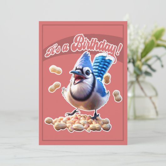 Spannende verjaardag Crazy Bird & Peanuts Wild Par Kaart (Staand voorkant)