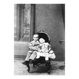 Spannende vintage-portret van broers en zusters foto afdruk