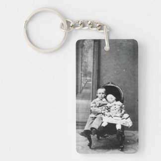 Spannende vintage-portret van broers en zusters sleutelhanger