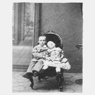Spannende vintage portretfoto van broer of zus fleece deken