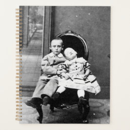 Spannende vintage portretfoto van broer of zus  planner