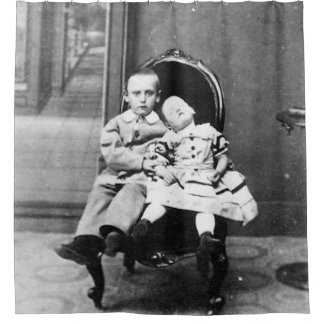Spannende vintage portretfoto van broers en zuster douchegordijn
