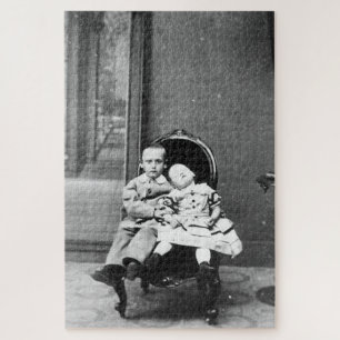 Spannende vintage portretfoto van broers en zuster legpuzzel