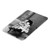 Spannende vintage portretfoto van broers en zuster magneet (Linkerzijde)