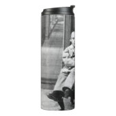 Spannende vintage portretfoto van broers en zuster thermosbeker (Gedraaid links)