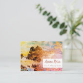 * Spannende Waterverf Abstract Goud Blauw Roze Visitekaartje (Staand voorkant)