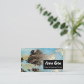 * Spannende Waterverf Blauw Zwart Zilver Abstract Visitekaartje (Staand voorkant)