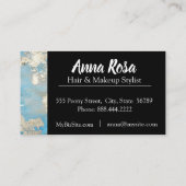 * Spannende Waterverf Blauw Zwart Zilver Abstract Visitekaartje (Achterkant)