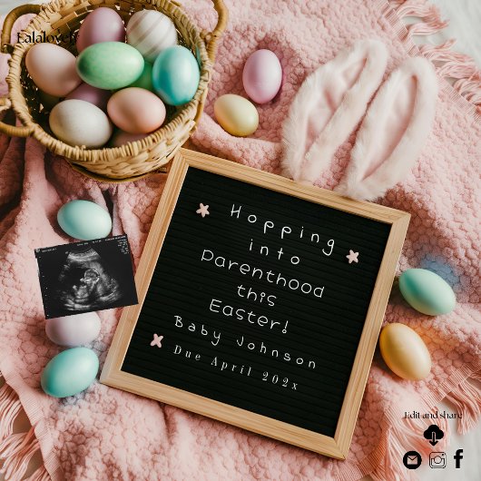 Spannende zwangerschapsaankondiging voor Pasen Feestdagenkaart