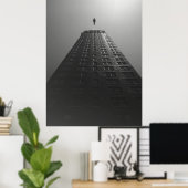 Spannende zwart-wit Poster van een vallende Man (Thuiskantoor)