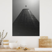 Spannende zwart-wit Poster van een vallende Man (Keuken)