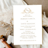 Spañol, Elegante Boda con Monograma color Oro Kaart