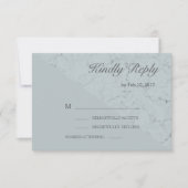 Spar blauw grijs marmer effect moderne trouw-rsvp kaart (Voorkant)
