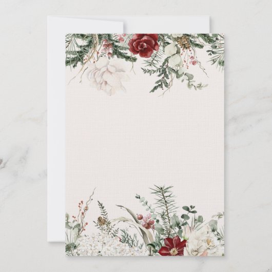 Spar & kant | Winter bloemen bruiloft Kaart (Achterkant)