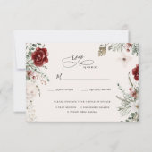 Spar & kant | Winter bloemen bruiloft RSVP Kaartje (Voorkant)