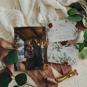 Spar & kant | Winter bloemen bruiloft RSVP Kaartje