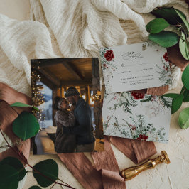 Spar & kant | Winter bloemen bruiloft RSVP Kaartje