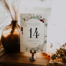 Spar & kant | Winter Bloemen Tafel Nummer Kaart