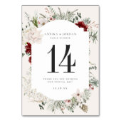 Spar & kant | Winter Bloemen Tafel Nummer Kaart (Achterkant)