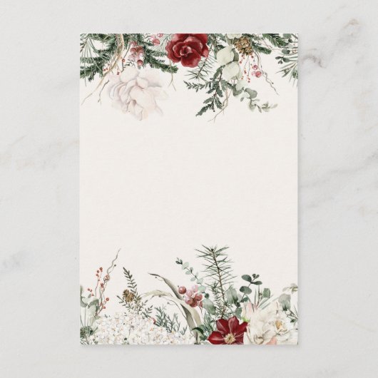 Spar & kant | Winter Bloemen Trouwdetails Informatiekaartje (Achterkant)