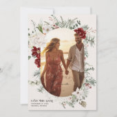 Spar & kant | Winter Bloemen Trouwfoto Save The Date (Voorkant)