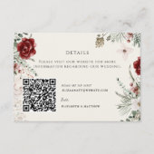 Spar & kant | Winter Bloemen Wedding QR Informatiekaartje (Voorkant)