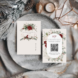 Spar & Kant | Winter Bloemige Trouw Crest RSVP Kaartje