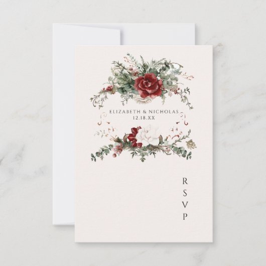 Spar & kant | Winter Floral Wedding Crest RSVP