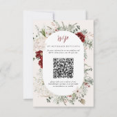Spar & kant | Winter Floral Wedding Crest RSVP Kaartje (Achterkant)