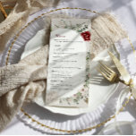 Spar & kant | Winter Floral Wedding Menu<br><div class="desc">Verhoog uw winter bruiloft receptie met onze prachtig vervaardigde Spruce & Lace Winter Floral Wedding Menu. Met een elegante mix van diepe rode rozen, delicate witte bloemen en weelderig groen, roept dit menuontwerp de gezellige charme op van een winterfeest zonder verwijzingen naar sneeuw. Perfect voor bruiden die houden van de...</div>