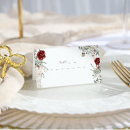 Spar & kant | Winter Floral Wedding Place Card Visitekaartje