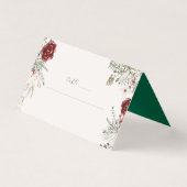 Spar & kant | Winter Floral Wedding Place Card Visitekaartje (Voorkant)