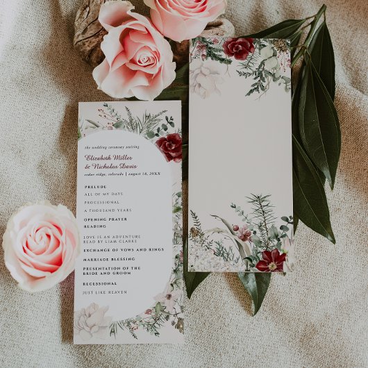 Spar & kant | Winter Floral Wedding Programma Programmakaart