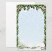 Spar, kegels, hout, sneeuw Winter Stationery Briefpapier (Voorkant / Achterkant)