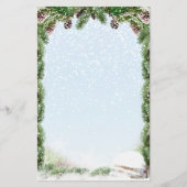 Spar, kegels, hout, sneeuw Winter Stationery Briefpapier (Voorkant)