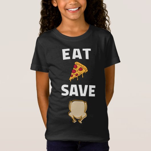 Spara a Turkey Eat Pizza Funny Thanksgiving T-shirt (Voorkant)
