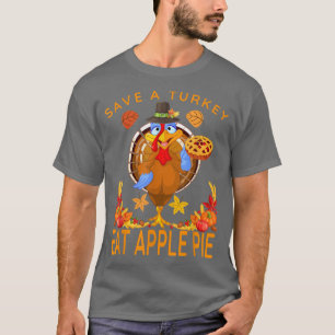 Spara Funny Turkey Pilgrim Eat Pizza Adult Vegan T-shirt