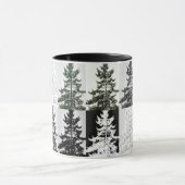 Sparbomen Zwart Wit Grijs Natuur Kunst Mok (Midden)