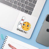 Spare Me Funny Sports Bowling Pun Sticker (Laptop met iPhone)