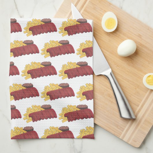 Spare Ribs BBQ Barbecue Barbeque Rib Kokoff Theedoek (Quarter Fold)