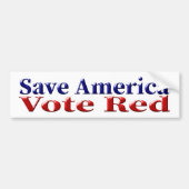 Sparen Amerika Stem Rood met rode blauwe tekst Bumpersticker (Voorkant)