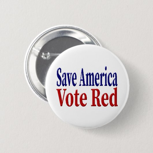 Sparen Amerika Stem Rood met rode blauwe tekst Ronde Button 5,7 Cm (Voorkant /achterkant)