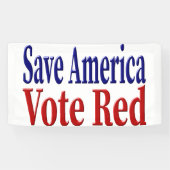 Sparen Amerika Stem Rood met rode blauwe tekst Spandoek (Horizontaal)