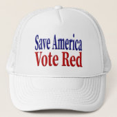 Sparen Amerika Stem Rood met rode blauwe tekst Trucker Pet (Voorkant)