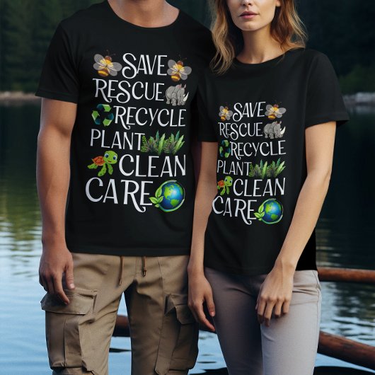 Sparen bijenreddende dieren Recyclen plastic T-shirt