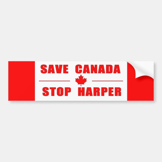 Sparen Canada - Stop Harper Bumpersticker (Voorkant)