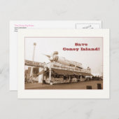 Sparen Coney Island! (sepia) Briefkaart (Voorkant / Achterkant)