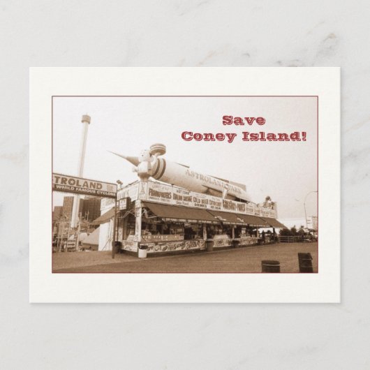 Sparen Coney Island! (sepia) Briefkaart (Voorkant)
