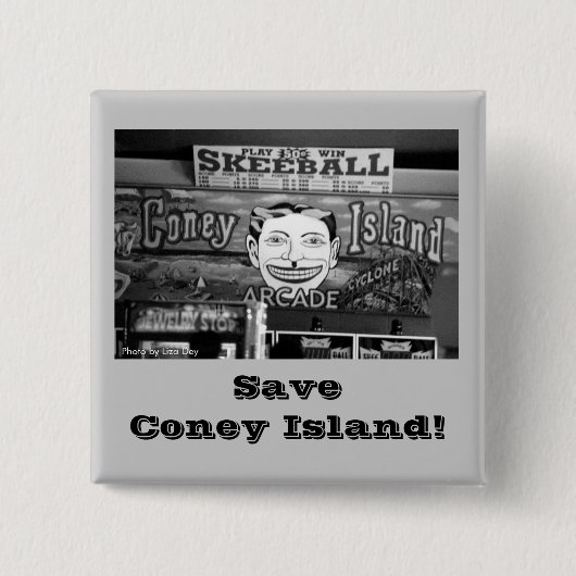 Sparen Coney Island! Vierkante button (Voorkant)